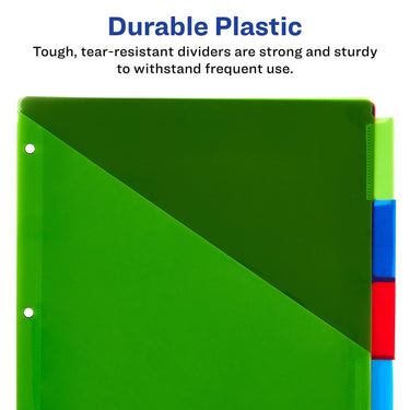 Avery Dividers for 3 Ring Binders, 5-Tab Binder Dividers, Two-Pocket Plastic Binder Dividers, Insertable Big Tabs, Multicolor, 3 Sets (71906)